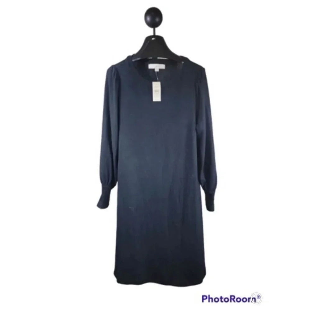 NWT Loft Women's Black Long Sleeve Sweater Dress Size Medium Petite